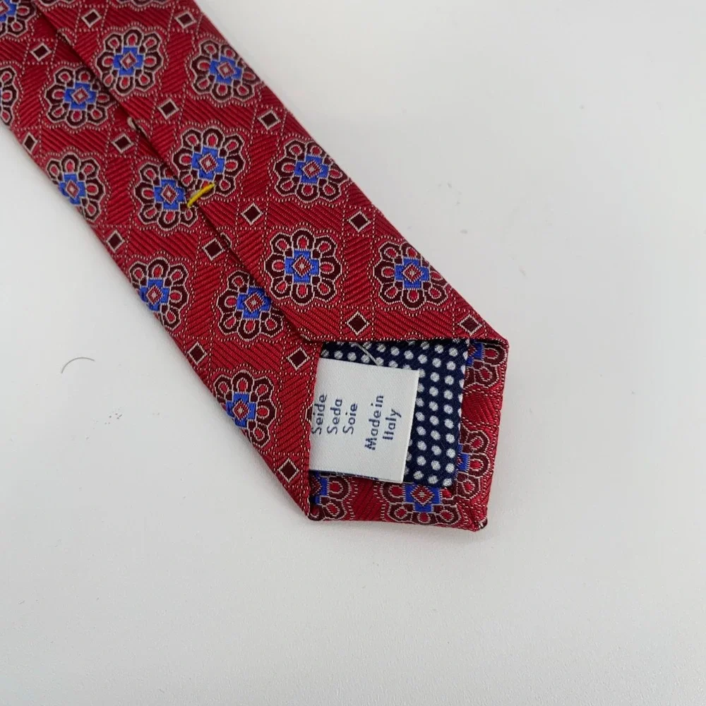 Eton Tie Mens One Size Red Patterned Silk Luxury Classic Necktie Italy‎ Made NWT